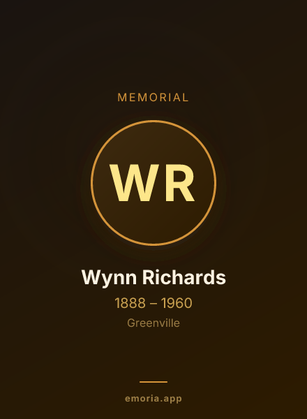 Memorial portrait of Wynn Richards
