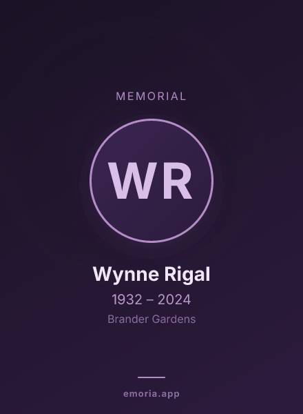 Memorial portrait of Wynne Rigal