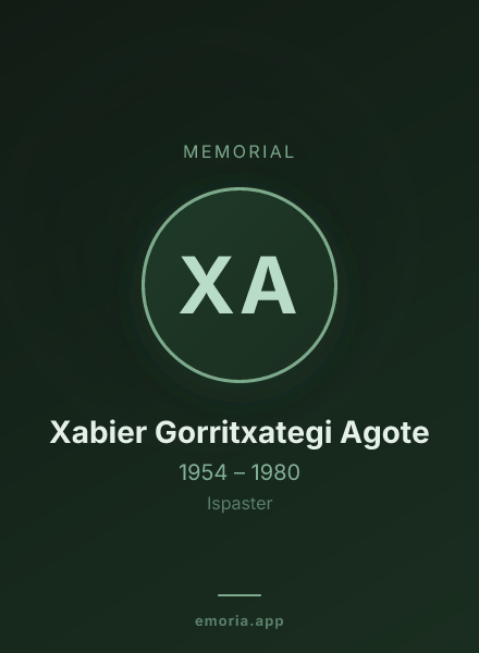 Memorial portrait of Xabier Gorritxategi Agote