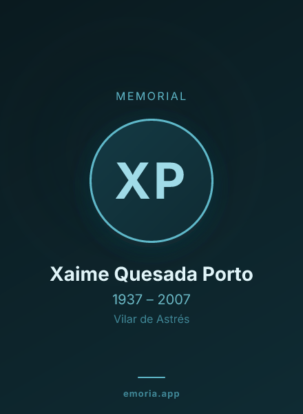 Memorial portrait of Xaime Quesada Porto