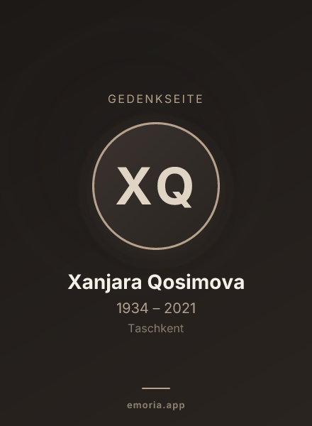 Gedenkportrait von Xanjara Qosimova