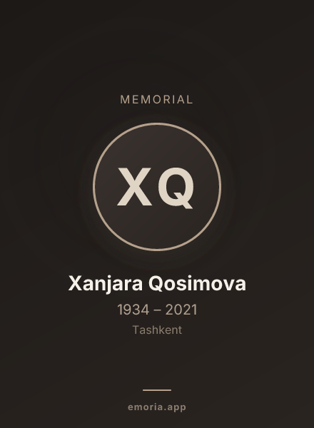 Memorial portrait of Xanjara Qosimova