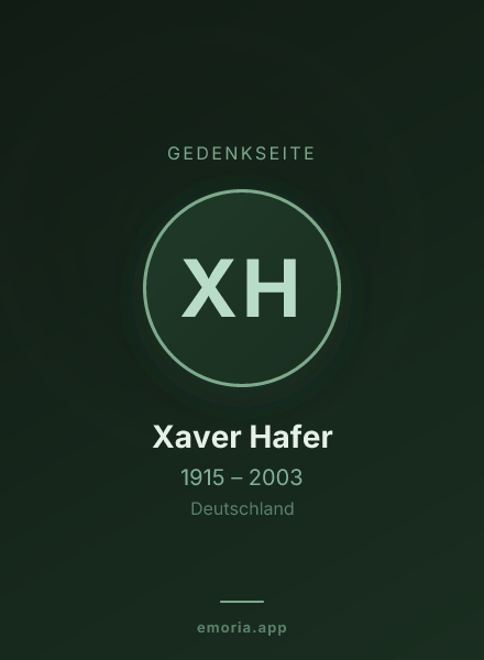 Gedenkportrait von Xaver Hafer