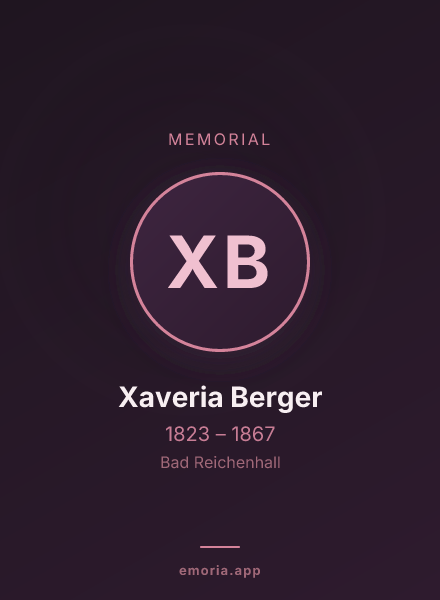 Memorial portrait of Xaveria Berger