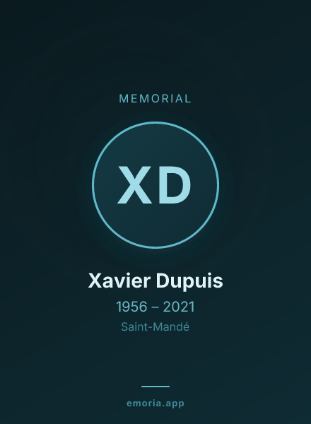 Memorial portrait of Xavier Dupuis