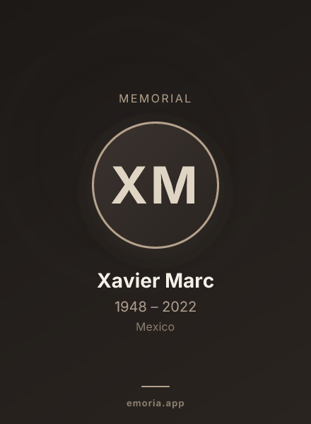 Memorial portrait of Xavier Marc