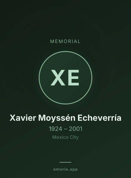 Memorial portrait of Xavier Moyssén Echeverría