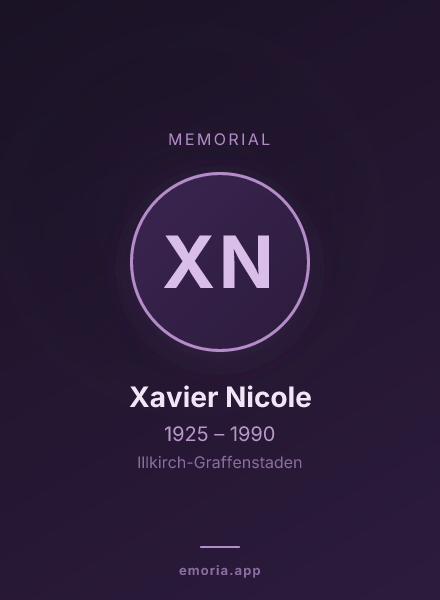 Memorial portrait of Xavier Nicole