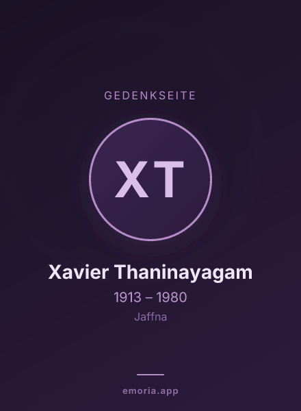 Gedenkportrait von Xavier Thaninayagam