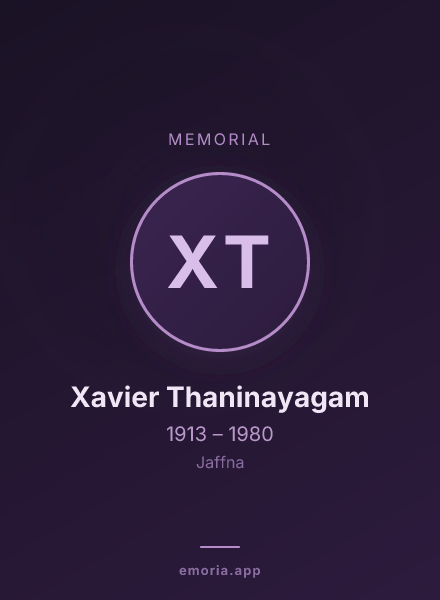 Memorial portrait of Xavier Thaninayagam