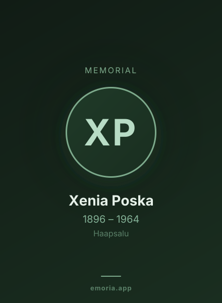 Memorial portrait of Xenia Poska