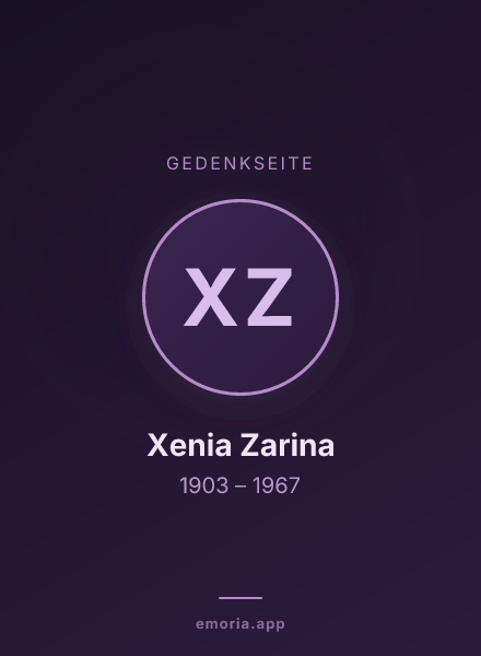 Gedenkportrait von Xenia Zarina