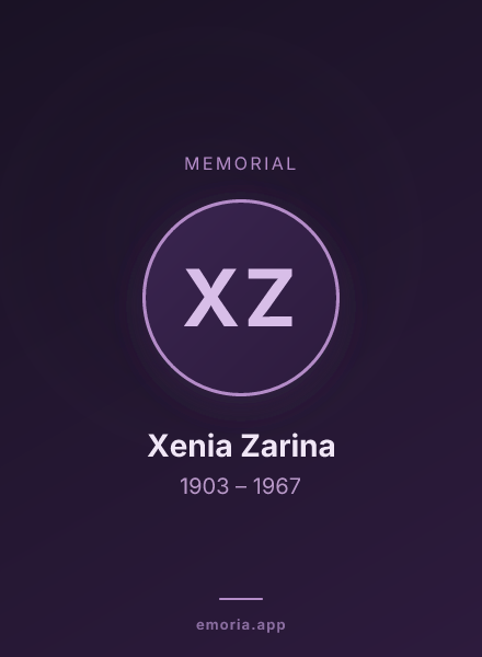 Memorial portrait of Xenia Zarina