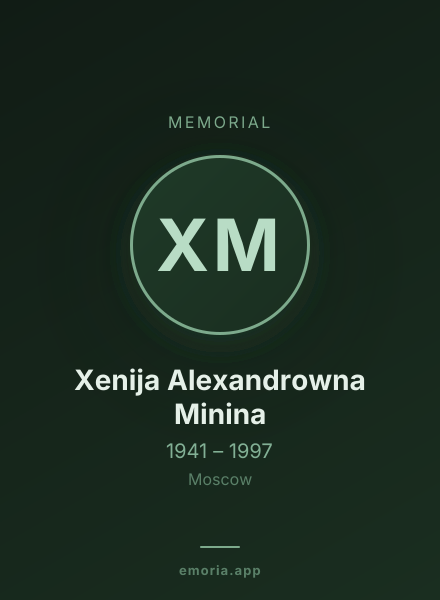Memorial portrait of Xenija Alexandrowna Minina