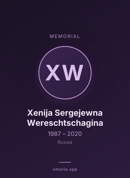 Memorial portrait of Xenija Sergejewna Wereschtschagina