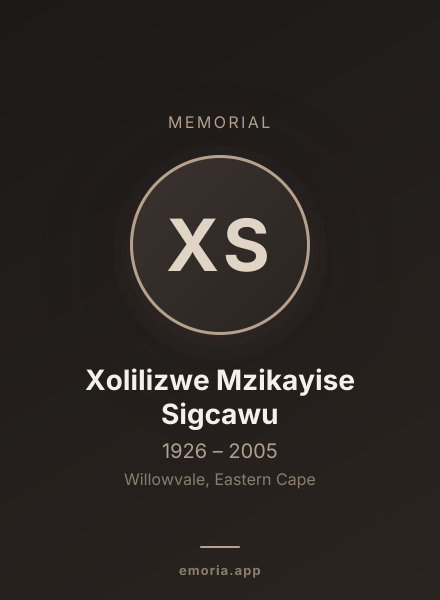 Memorial portrait of Xolilizwe Mzikayise Sigcawu