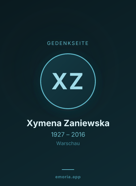Gedenkportrait von Xymena Zaniewska