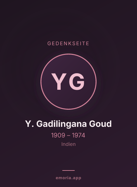 Gedenkportrait von Y. Gadilingana Goud