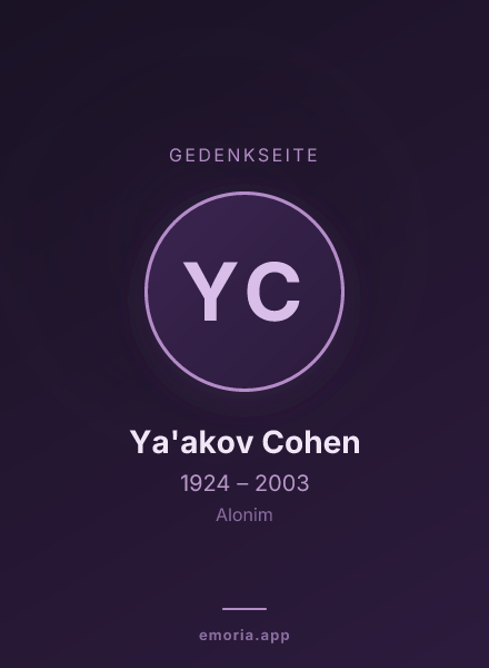 Gedenkportrait von Ya'akov Cohen