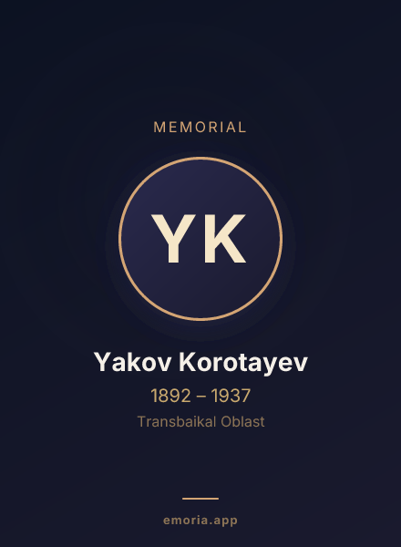 Memorial portrait of Yakov Korotayev
