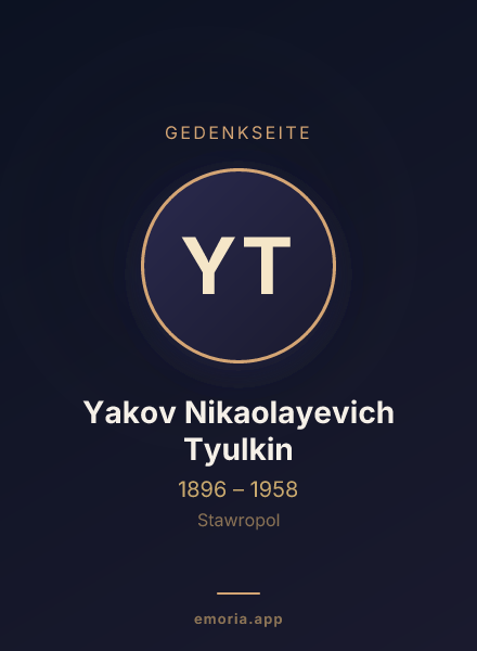 Gedenkportrait von Yakov Nikaolayevich Tyulkin