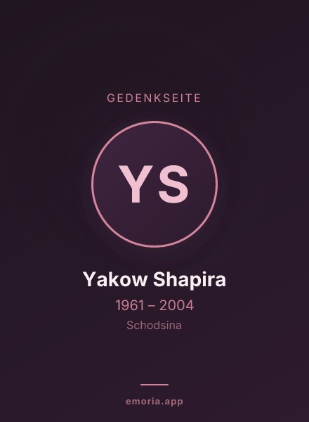 Gedenkportrait von Yakow Shapira