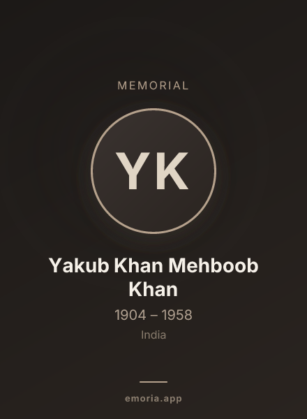 Memorial portrait of Yakub Khan Mehboob Khan