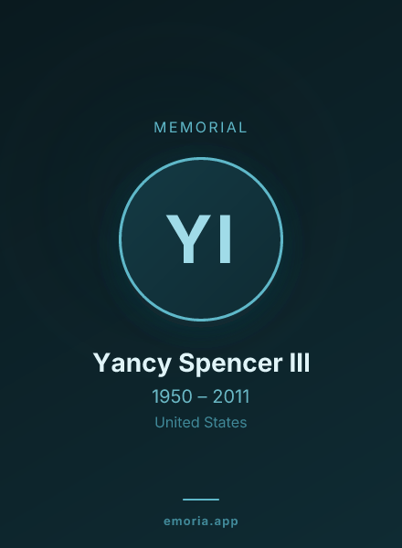 Memorial portrait of Yancy Spencer III