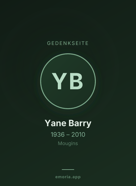 Gedenkportrait von Yane Barry