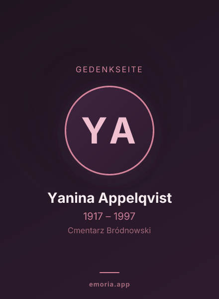 Gedenkportrait von Yanina Appelqvist
