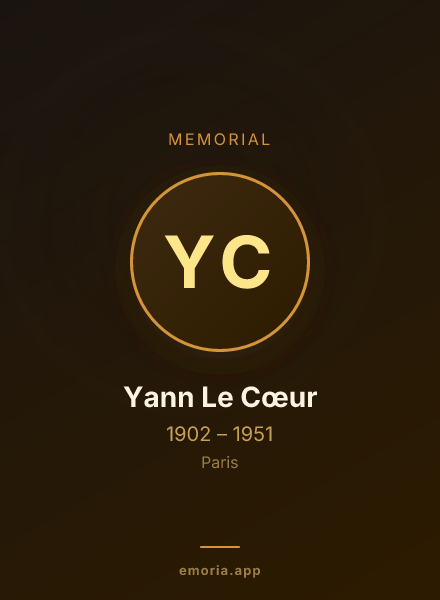 Memorial portrait of Yann Le Cœur
