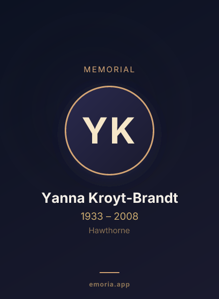 Memorial portrait of Yanna Kroyt-Brandt