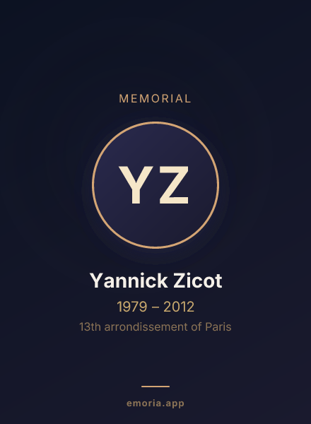 Memorial portrait of Yannick Zicot