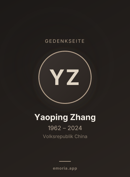 Gedenkportrait von Yaoping Zhang