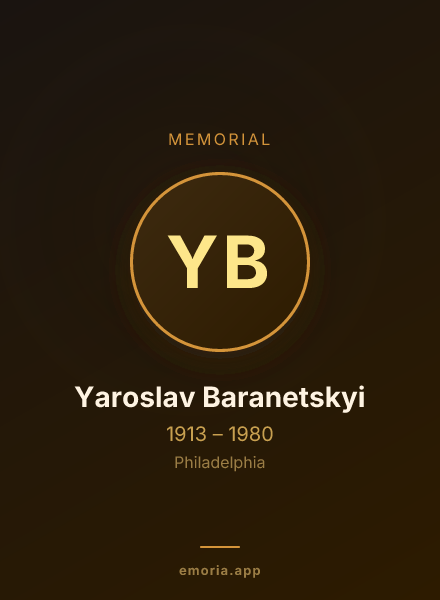 Memorial portrait of Yaroslav Baranetskyi