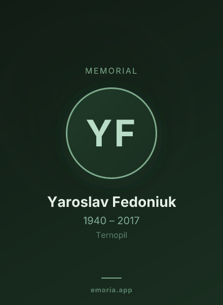 Memorial portrait of Yaroslav Fedoniuk