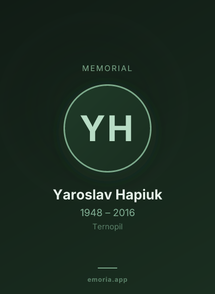 Memorial portrait of Yaroslav Hapiuk