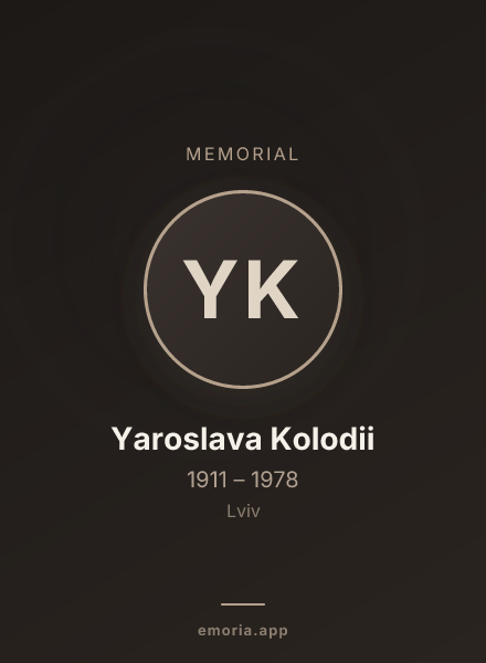 Memorial portrait of Yaroslava Kolodii