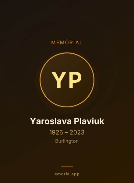 Memorial portrait of Yaroslava Plaviuk