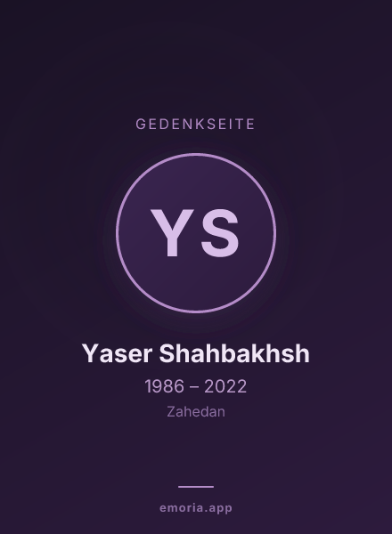 Gedenkportrait von Yaser Shahbakhsh
