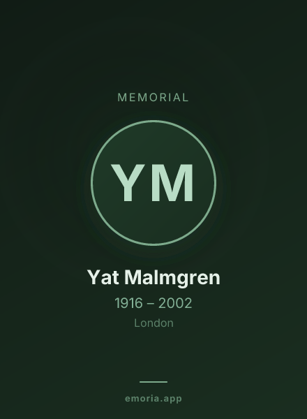 Memorial portrait of Yat Malmgren