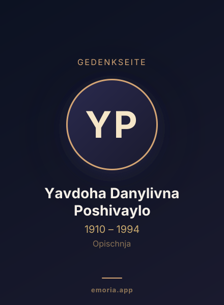 Gedenkportrait von Yavdoha Danylivna Poshivaylo