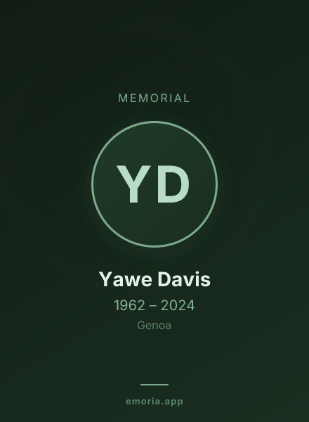Memorial portrait of Yawe Davis