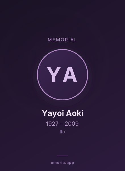 Memorial portrait of Yayoi Aoki
