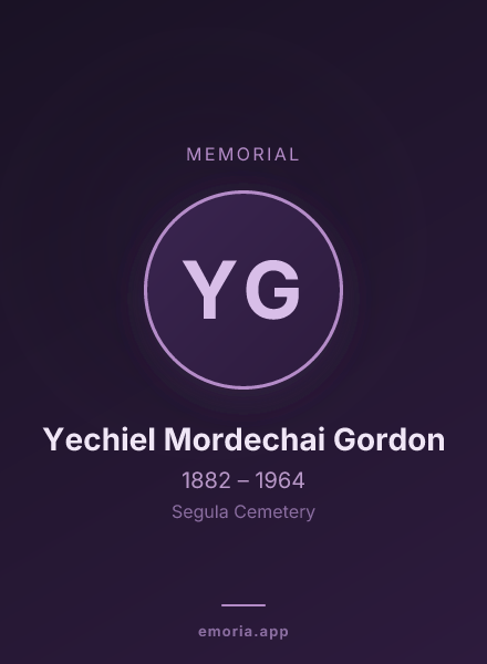 Memorial portrait of Yechiel Mordechai Gordon