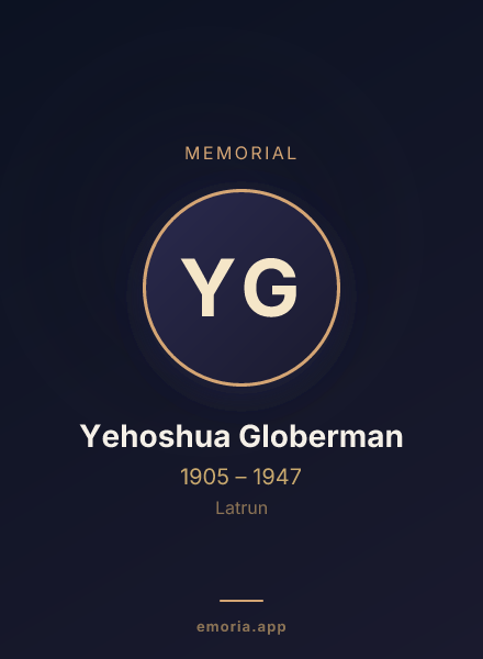 Memorial portrait of Yehoshua Globerman