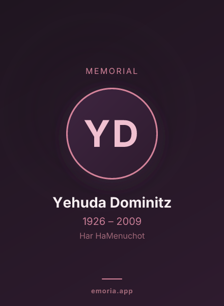 Memorial portrait of Yehuda Dominitz