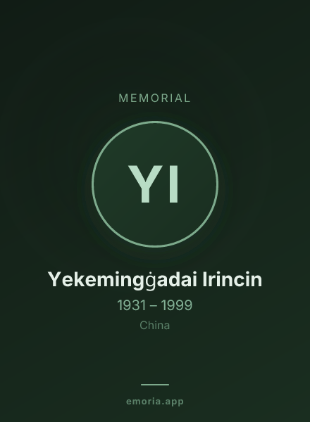 Memorial portrait of Yekemingġadai Irincin