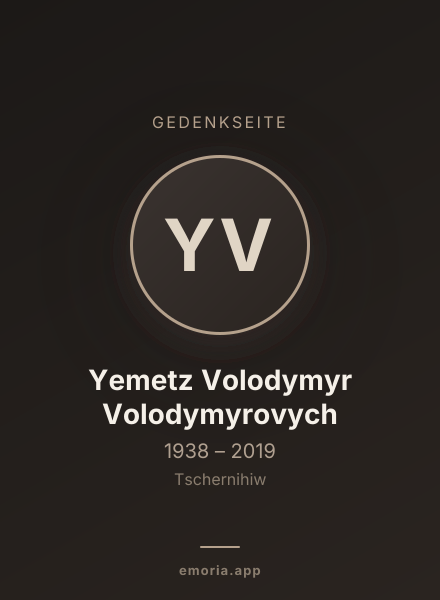 Gedenkportrait von Yemetz Volodymyr Volodymyrovych