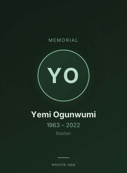 Memorial portrait of Yemi Ogunwumi